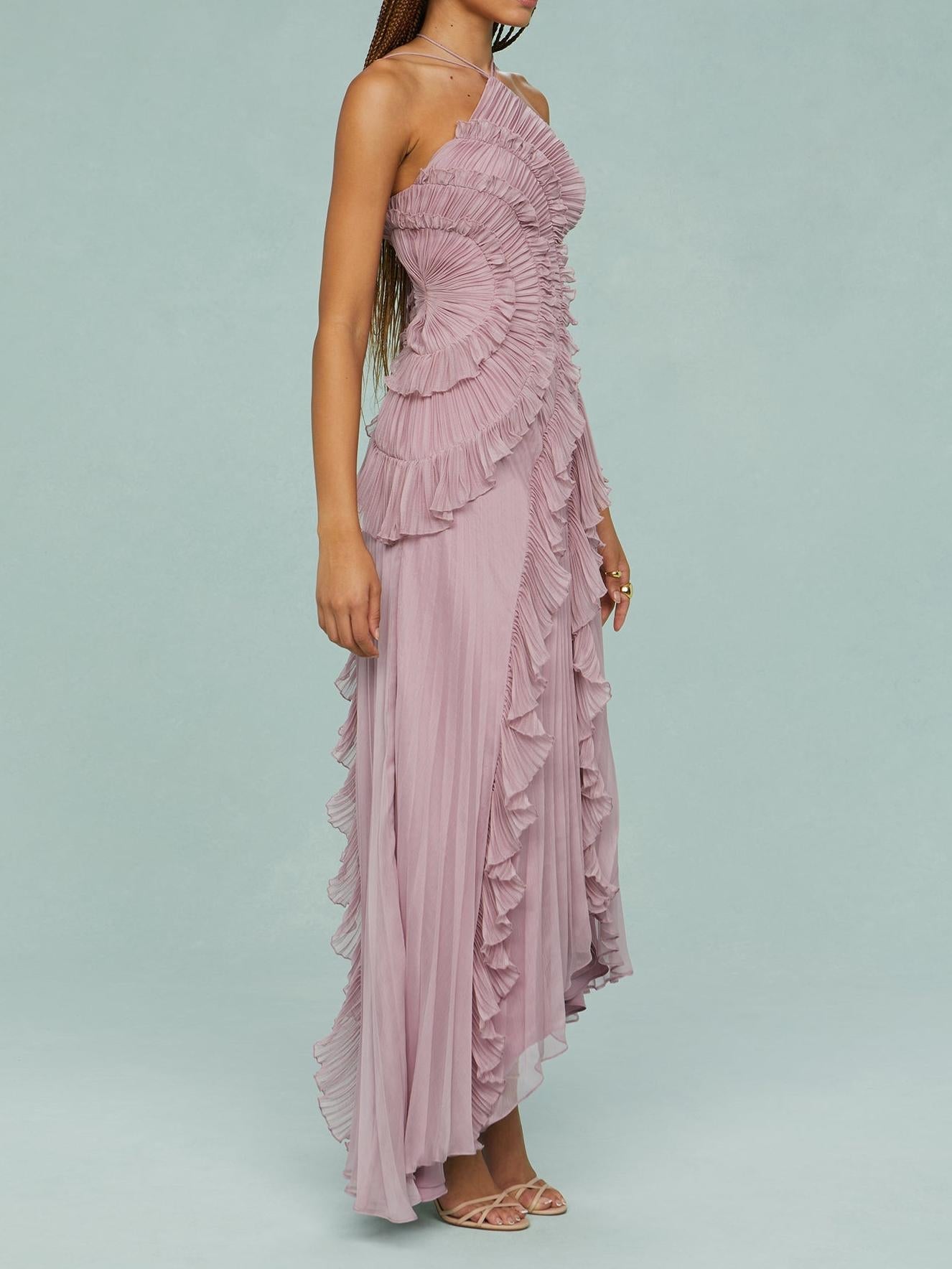 Amelia – Vestido Maxi de Remolino Oceánico