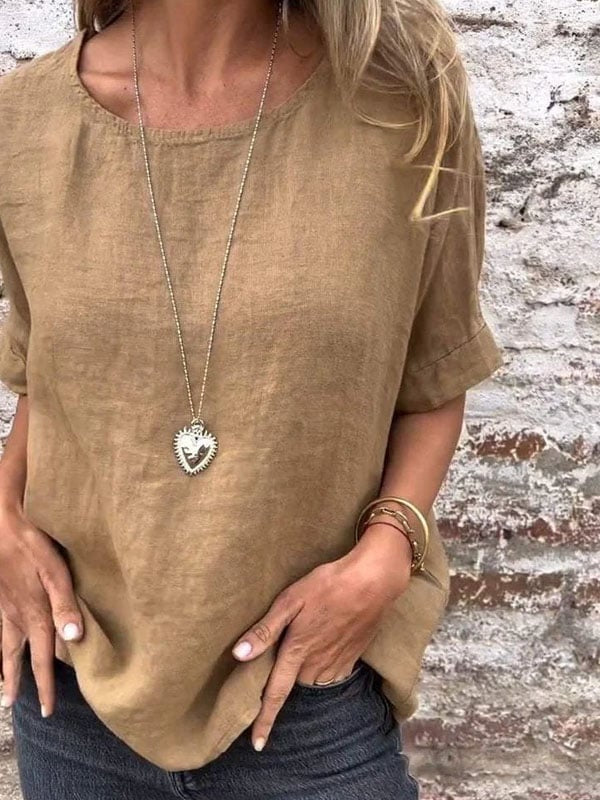 Aviva - Blusa Casual de Cuello Redondo Holgada