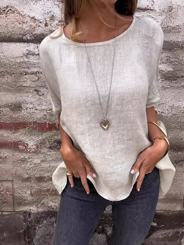 Aviva - Blusa Casual de Cuello Redondo Holgada