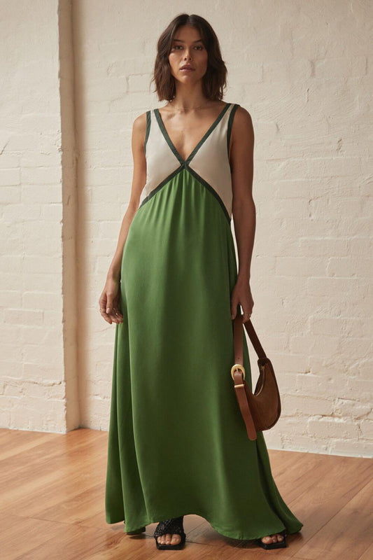Ágata | Bata midi con escote en V efecto imitación ante en