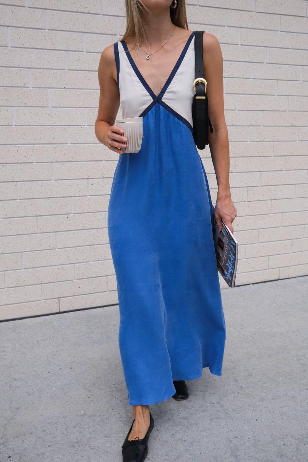 Ágata | Bata midi con escote en V efecto imitación ante en