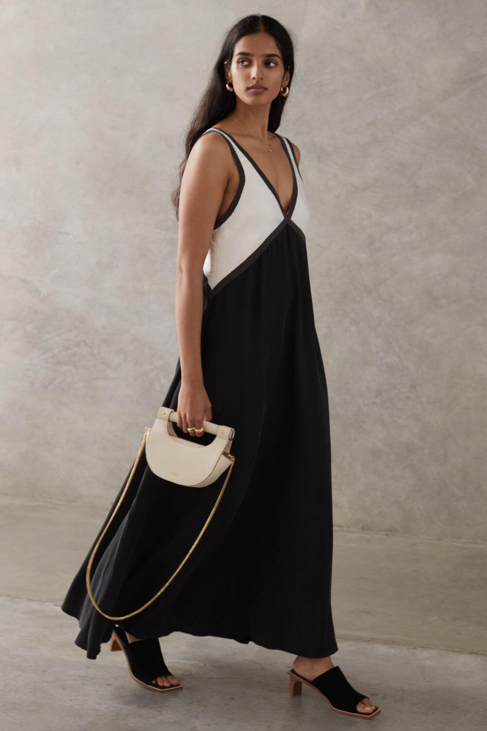Ágata | Bata midi con escote en V efecto imitación ante en